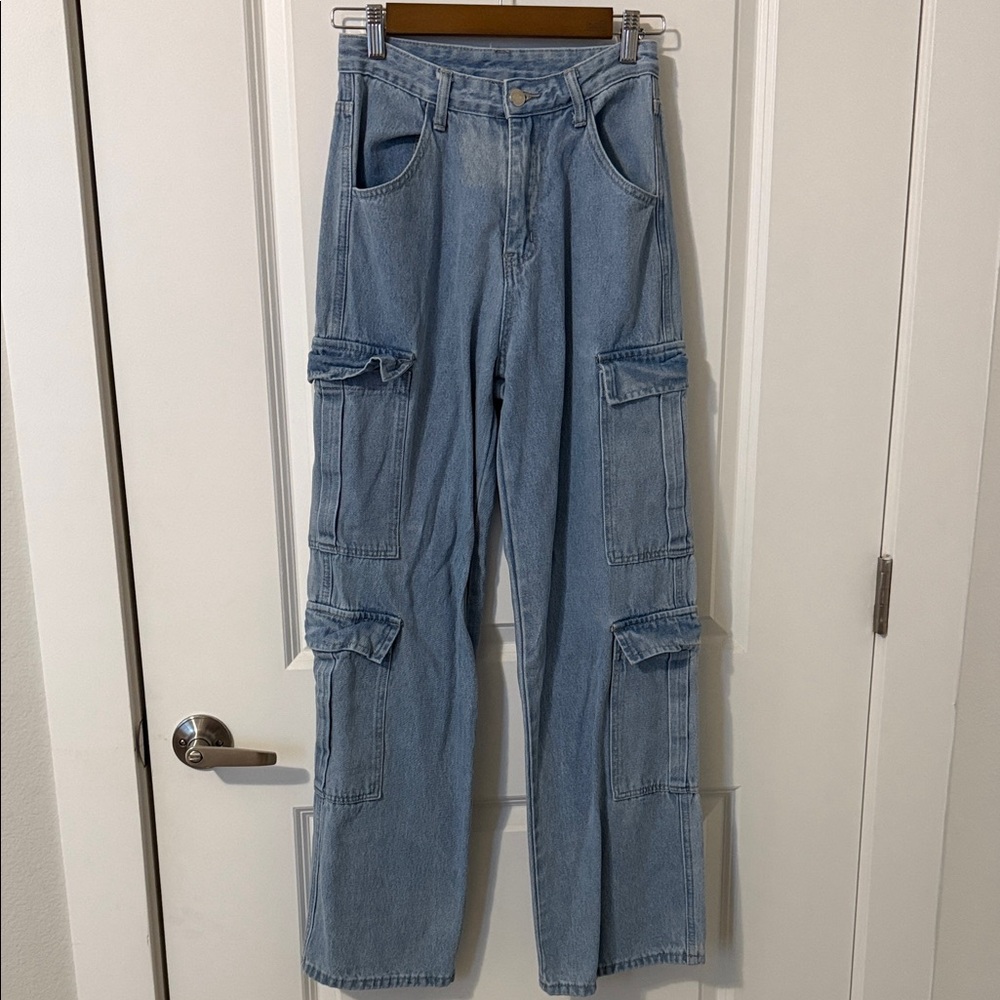 Women's Blue Cargo Jeans